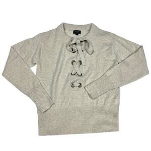 J.Crew Sweater 100% Cashmere Lace-Up Long Sleeve Tan Knit Women's XS Work Casual